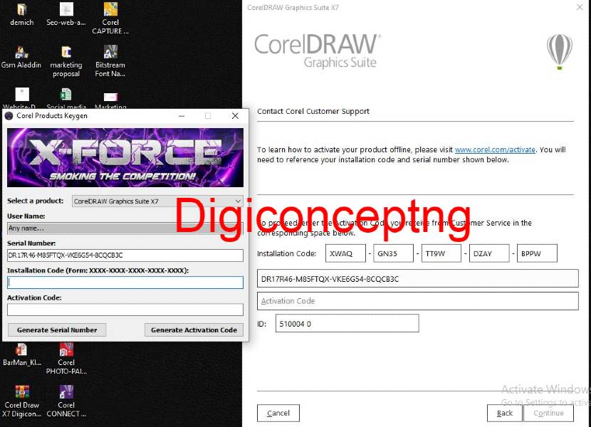 Activation Code CorelDRAW Graphics Suite X7