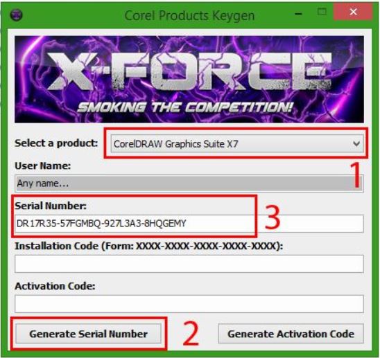 corel draw x7 serial number