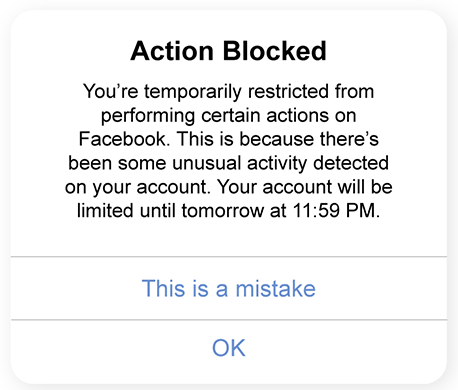 Action-Blocked fb account