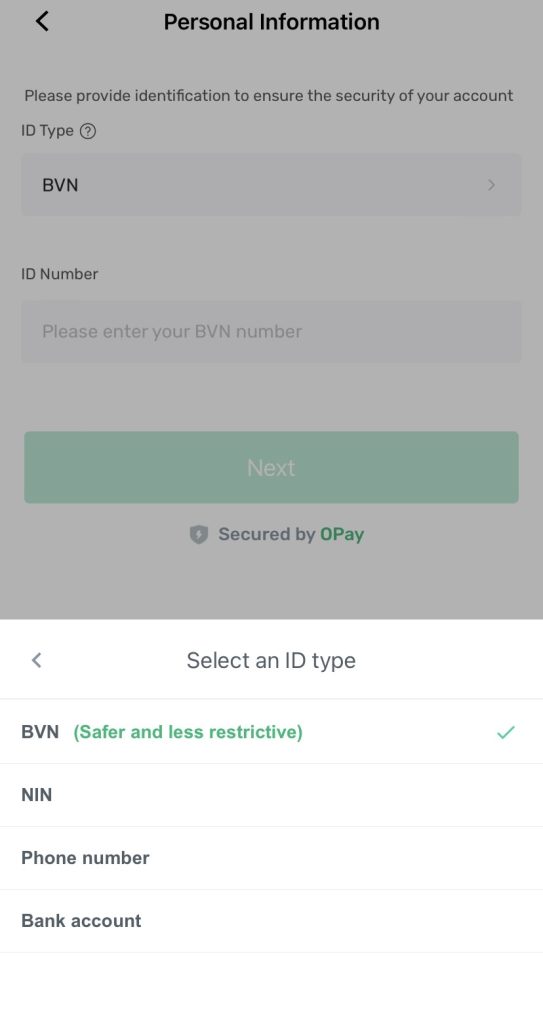 Opay Personal Information
