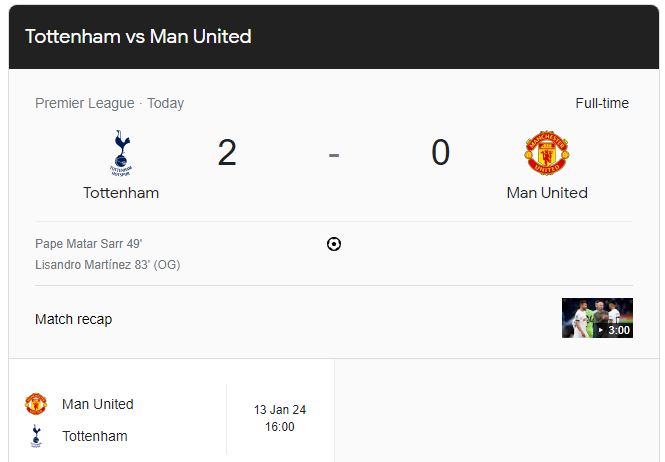 tottenham vs manchester united