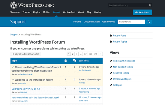 wp support forums