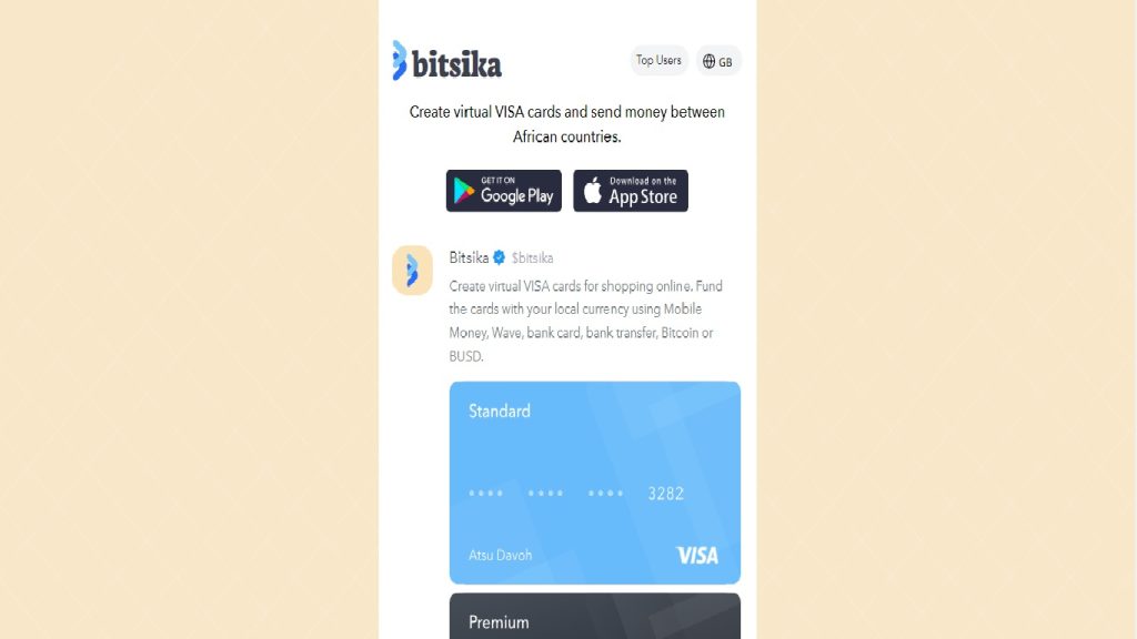 Bitsika virtual dollar card