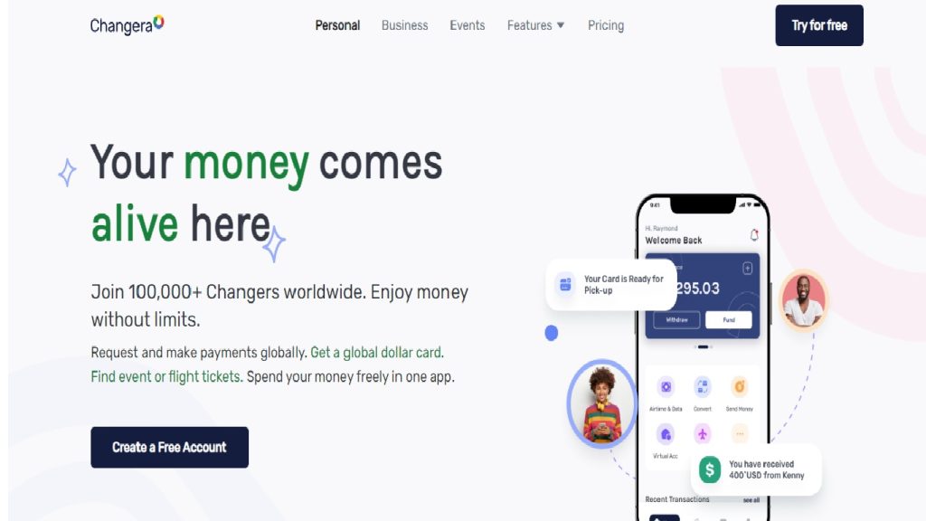 Changera virtual dollar card