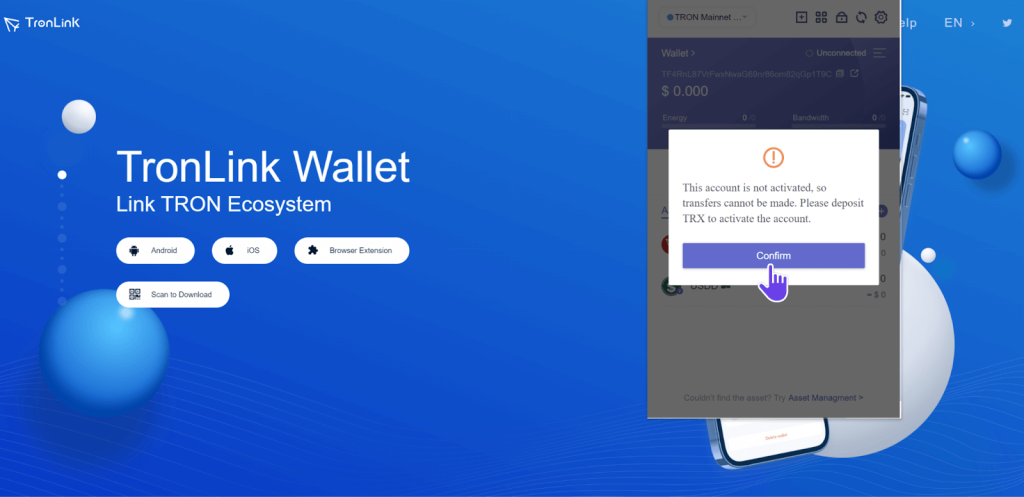 USDT TRC-20 activation