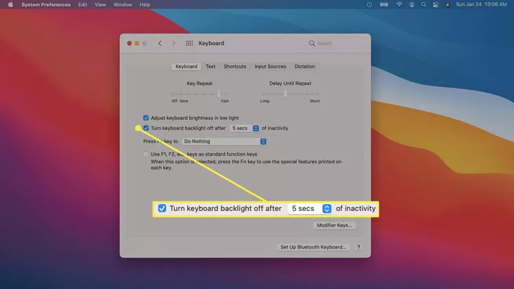 Turn keyboard backlight off after x seconds box