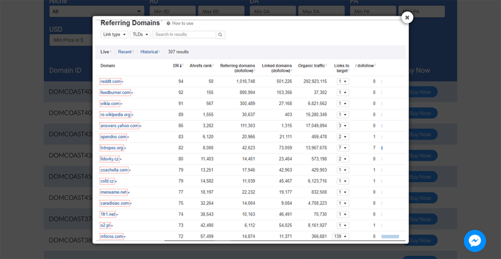 coaster domains backlinks