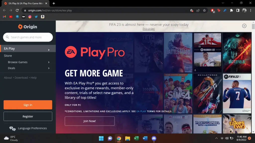 Origin game site
