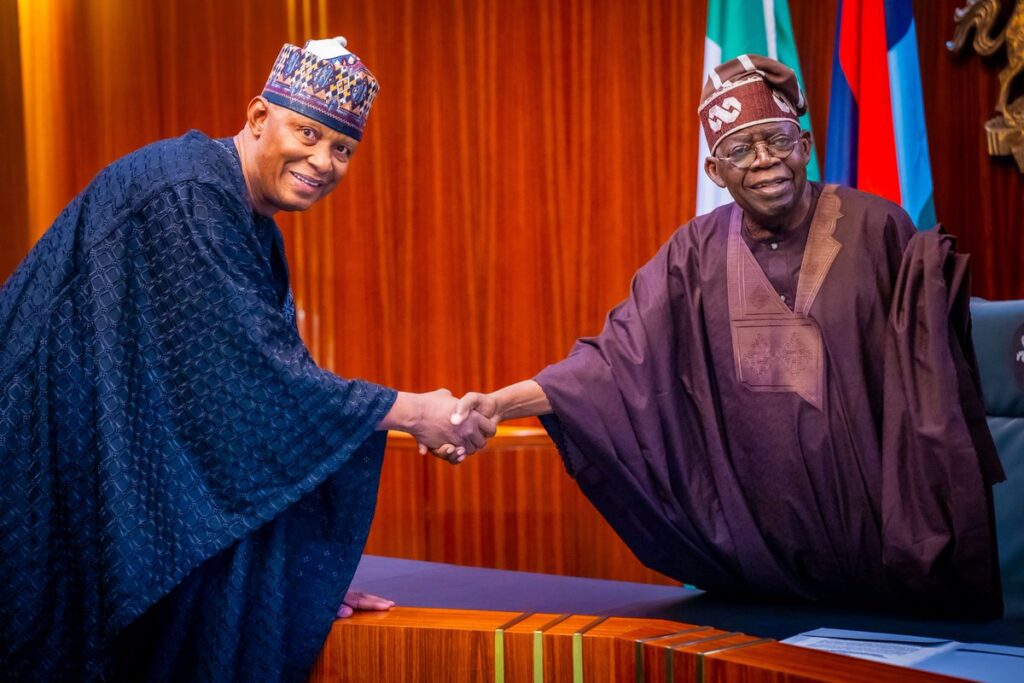 President Bola Ahmed Tinubu congratulating Muttaqha Rabe Darma