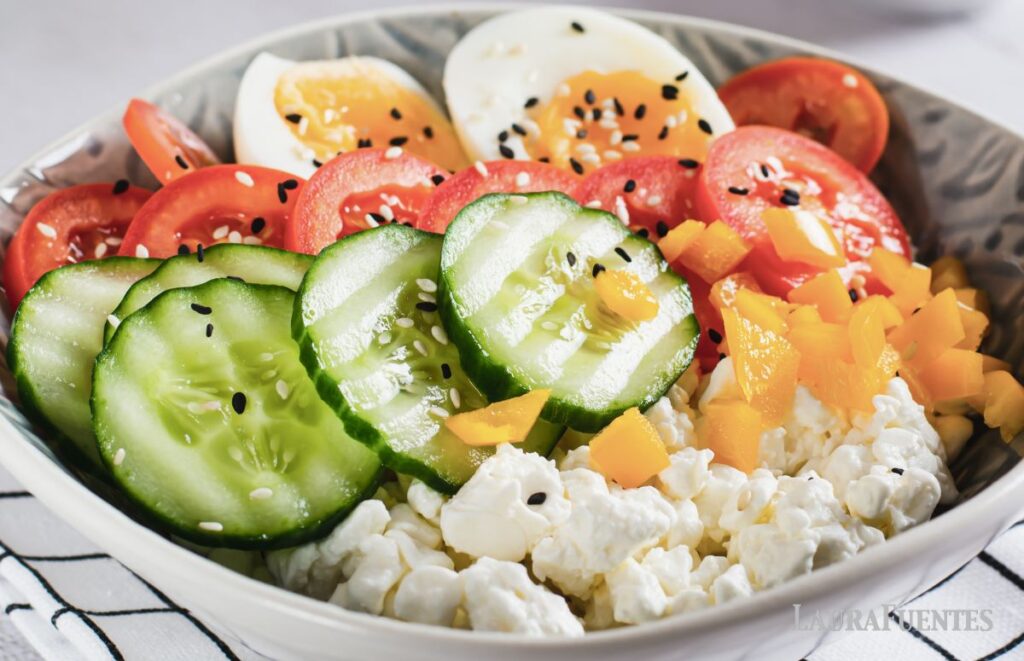 Cottage Cheese with Sliced Cucumber