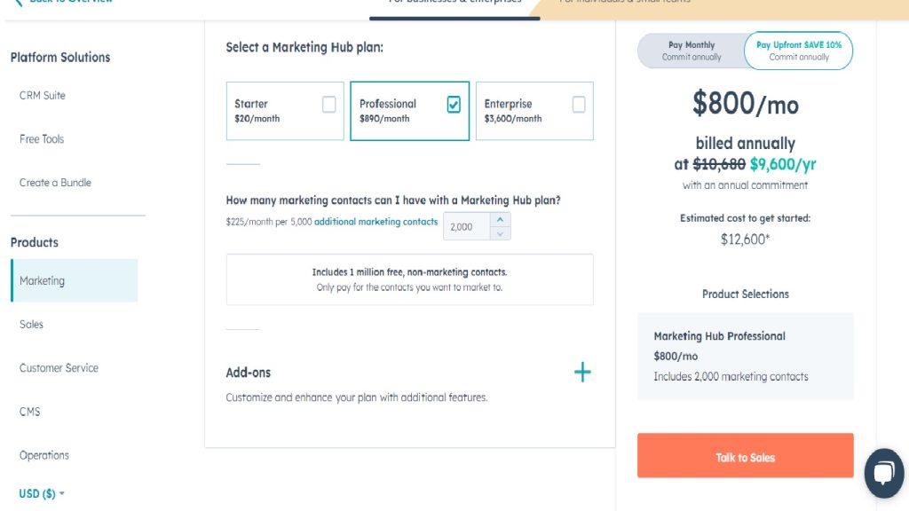 Hubspot pricing