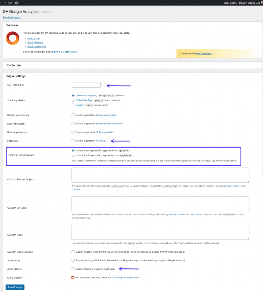 GA-Google-Analytics-settings