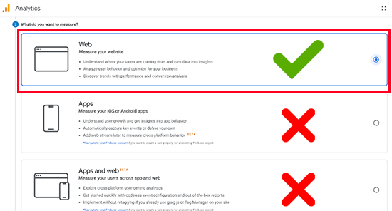 GA choose web