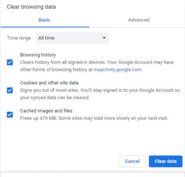 Clear browsing data all