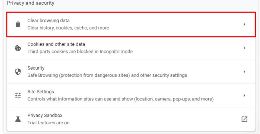 Clear browsing data