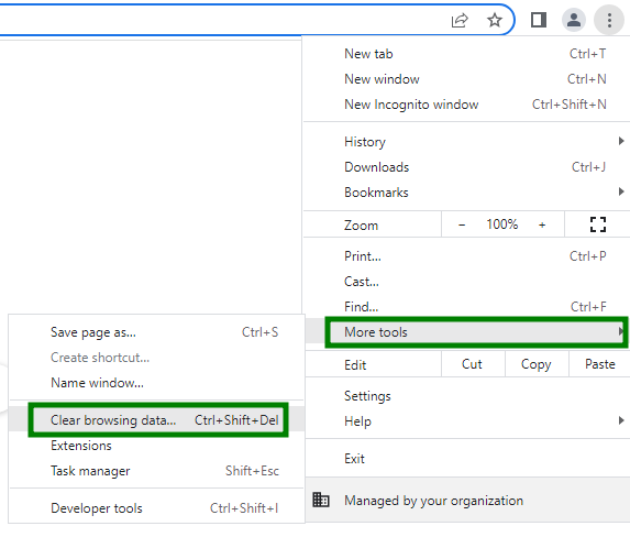 Clear Browsing Data CHROME