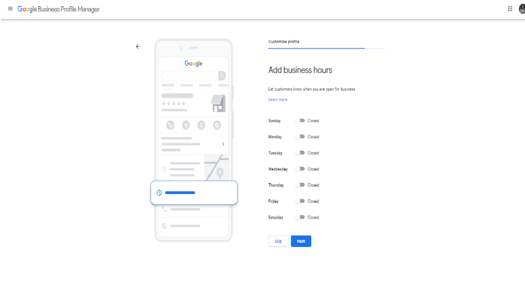 Google business hours